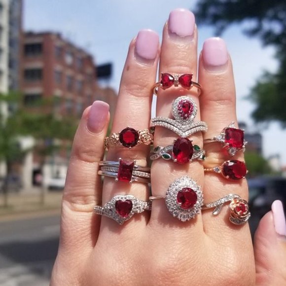 Red Ruby Heart Bow Ring, real 925 Sterling Silver Charmed Aroma Valentines - Picture 5 of 8